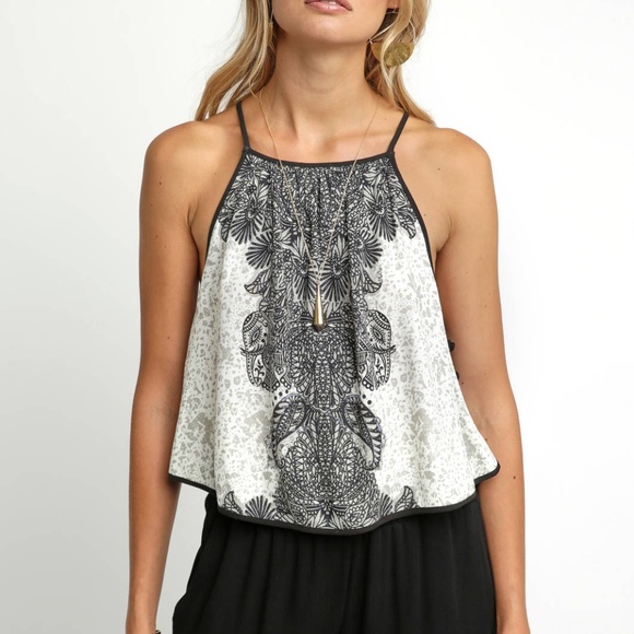 Free People Tops - Free People Black and White Cropped Halter